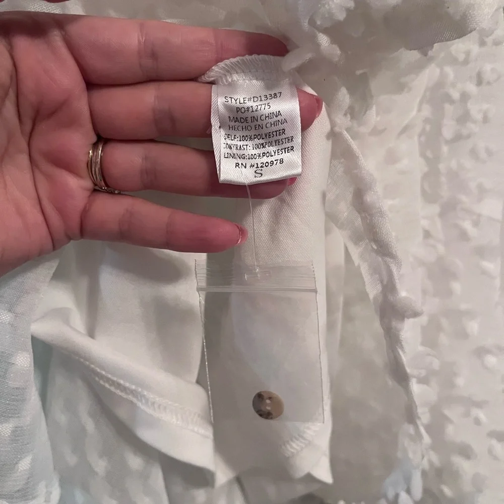 White Textured Ruffle Dress - Picture 3 of 11